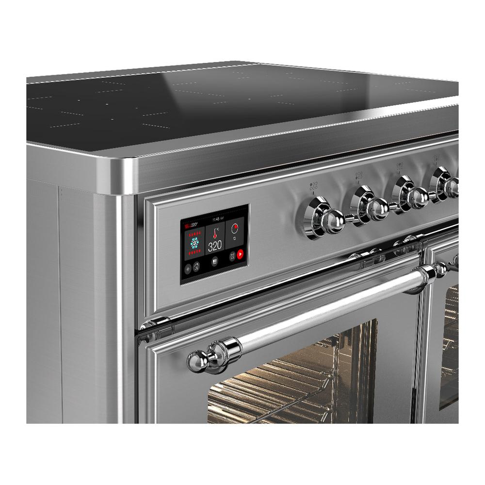 Ilve UMDIB40NR3SSC Ilve Umdib40Nr3Ssc Majestic Iii 40 Inch Induction Range With 6 Elements, 3.82 Cu. Ft. Total Oven Capacity (Triple Glass Door, Stainless Steel, Chrome)
