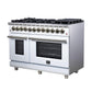 Forno FFSGS612548WHT Forno Massimo 48 Inch Freestanding Dual Fuel Range In White With Antique Brass Accessories, 8 Burners, 6.58 Cu. Ft. Convection Oven