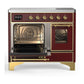 Ilve UMDIB40NR3BUG Ilve Umdib40Nr3Bug Majestic Iii 40 Inch Induction Range With 6 Elements, 3.82 Cu. Ft. Total Oven Capacity (Triple Glass Door, Burgundy, Brass)