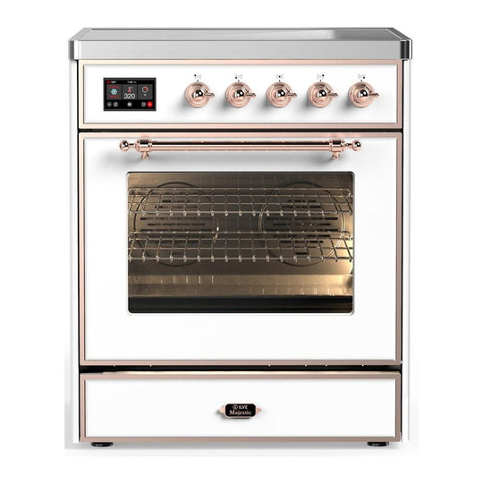 Ilve UMIB30NR3WHP Ilve Umib30Nr3Whp Majestic Iii 30 Inch Induction Range With 4 Elements, 4 Cu. Ft. Oven Capacity (Triple Glass Door, White, Copper)