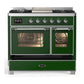 Ilve UMD40FNR3EGCLP Ilve Umd40Fnr3Egclp Majestic Iii 40 Inch Dual Fuel Range With 6 Burners And Griddle, Dual Function Burner Up To 25,000 Btu (Liquid Propane, Triple Glass Door, Emerald Green, Chrome)