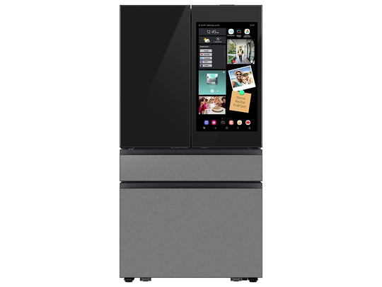 Samsung RF90F23EECR Bespoke 23 Cu. Ft. Counter Depth 4-Door French Door Refrigerator With Ai Family Hub&#8482;+ & Inner Beverage Center&#8482; In Charcoal Glass And Stainless Steel