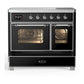 Ilve UMDIB40NR3BKC Ilve Umdib40Nr3Bkc Majestic Iii 40 Inch Induction Range With 6 Elements, 3.82 Cu. Ft. Total Oven Capacity (Triple Glass Door, Glossy Black, Chrome)