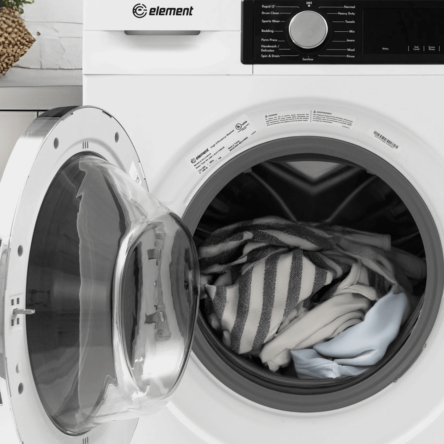 Element Appliance ECW2224EGW Element Electronics 24-Inch 2.2 Cu. Ft. Front Load Washer - White, Energy Star (Ecw2224Egw)