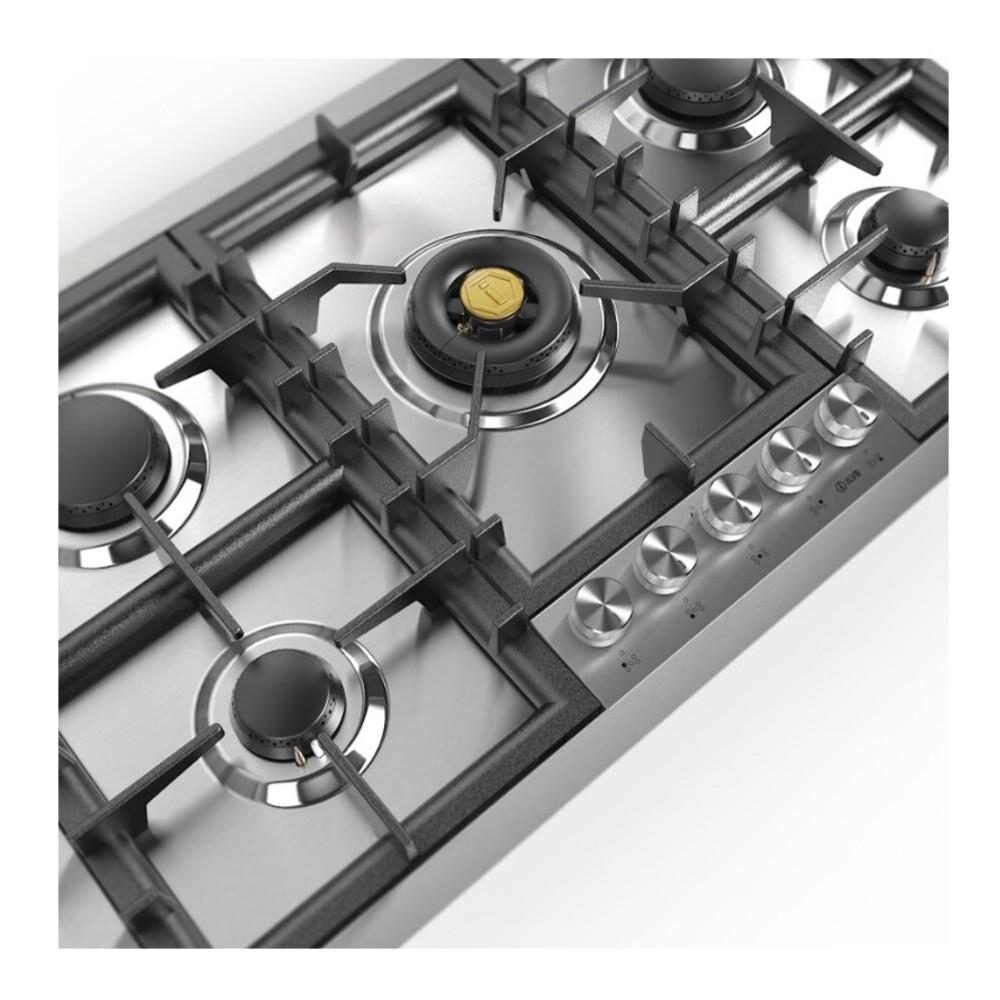 Ilve UHCPT95SSLP Ilve Uhcpt95Sslp Professional Plus Ii 36 Inch Built-In Gas Cooktop With Total Black Brass Burners, In Stainless Steel (5 Sealed Burners, Liquid Propane)