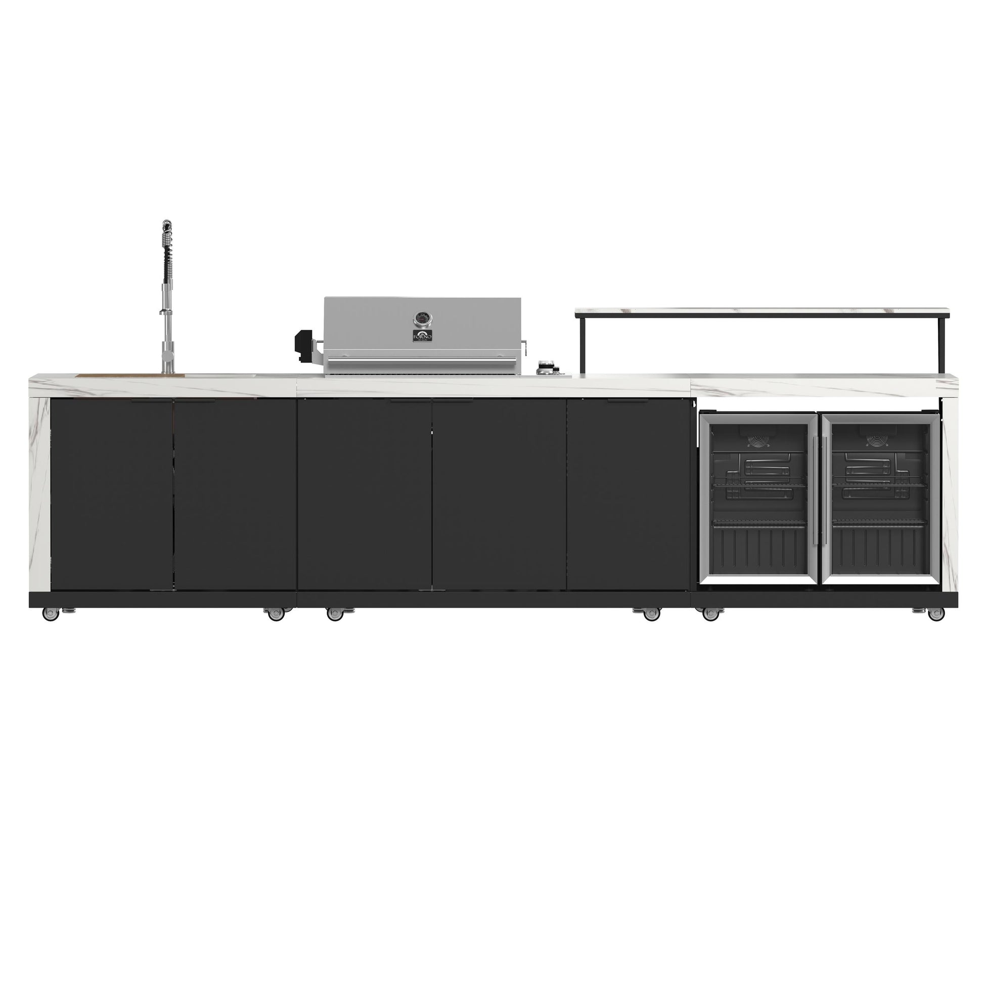 Forno FODKT2575WHT Forno Rimini Outdoor Kitchen: 30" Bbq 62,600 Btu, 4.8 Cu.Ft. Refrigerators, White Countertops