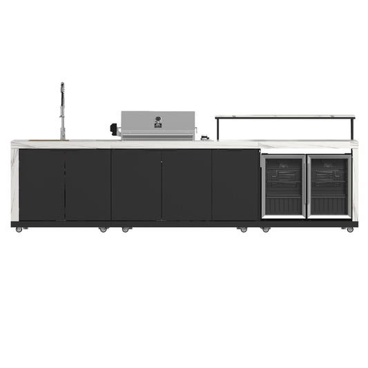 Forno FODKT2575WHT Forno Rimini Outdoor Kitchen: 30" Bbq 62,600 Btu, 4.8 Cu.Ft. Refrigerators, White Countertops