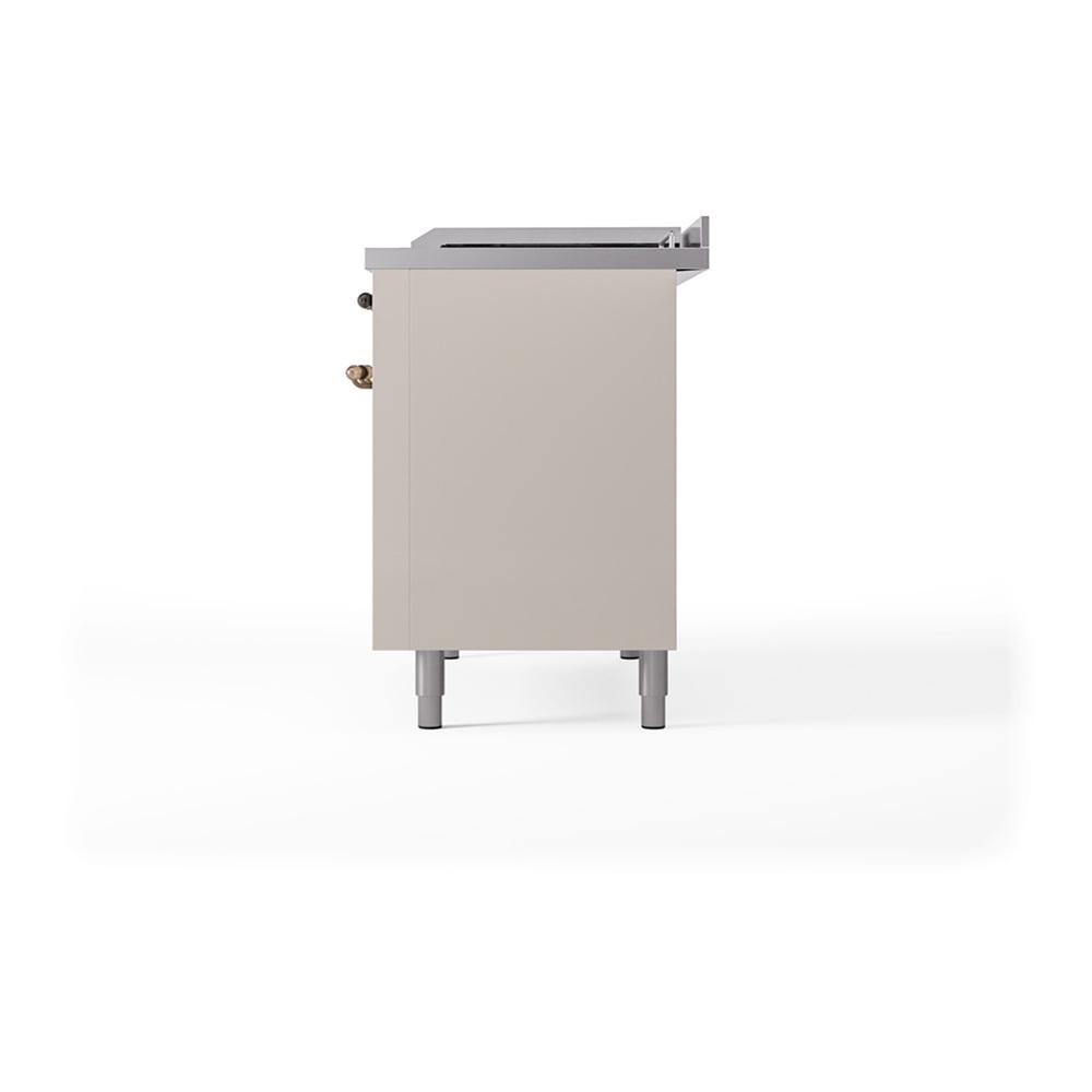 Ilve UN48FQNMPAWB Ilve Un48Fqnmpawb Nostalgie Ii Noblesse 48" Dual Fuel Range (8 Sealed Burners + Griddle, Natural Gas, Solid Door, Antique White, Burnished)
