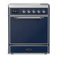 Ilve UMIB30QNR3MBC Ilve Umib30Qnr3Mbc Majestic Iii 30 Inch Induction Range With 4 Elements, 4 Cu. Ft. Oven Capacity (Solid Door, Midnight Blue, Chrome)