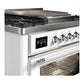 Ilve UM36FNR3WHC Ilve Um36Fnr3Whc Majestic Iii 36 Inch Dual Fuel Range With 6 Black Brass Burners And Griddle, Dual Function Burner Up To 25,000 Btu (Triple Glass Door, White, Chrome, Natural Gas)