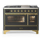 Ilve UM48FNR3MGGLP Ilve Um48Fnr3Mgglp Majestic Iii 48 Inch Dual Fuel Range With 8 Burners And Griddle, Dual Function Burner Up To 25,000 Btu (Liquid Propane, Triple Glass Door, Graphite Matte, Brass)