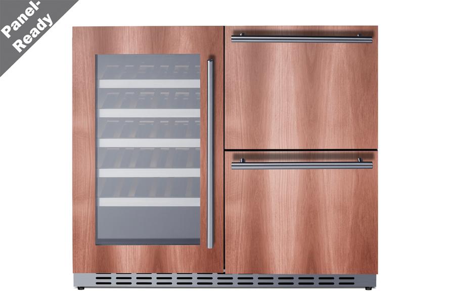 Summit ADRWC36PNR 36" Wide Combination Wine Cellar & 2-Drawer Refrigerator , Ada Compliant (Panel Not Included)