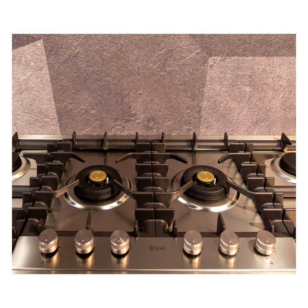 Ilve UHCPT125FSSLP Ilve Uhcpt125Fsslp Professional Plus Ii 48 Inch Built-In Gas Cooktop With Total Black Brass Burners, In Stainless Steel (6 Sealed Burners + Left Griddle, Liquid Propane)