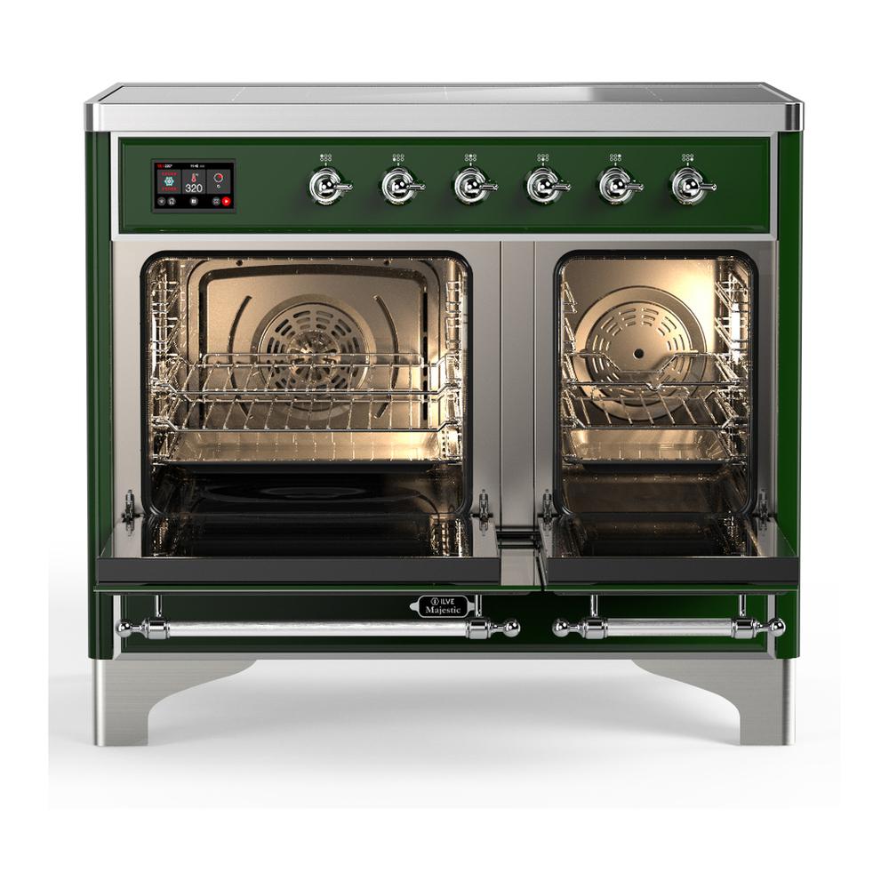 Ilve UMDIB40NR3EGC Ilve Umdib40Nr3Egc Majestic Iii 40 Inch Induction Range With 6 Elements, 3.82 Cu. Ft. Total Oven Capacity (Triple Glass Door, Emerald Green, Chrome)