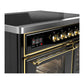 Ilve UMDIB40NR3BKG Ilve Umdib40Nr3Bkg Majestic Iii 40 Inch Induction Range With 6 Elements, 3.82 Cu. Ft. Total Oven Capacity (Triple Glass Door, Glossy Black, Brass)