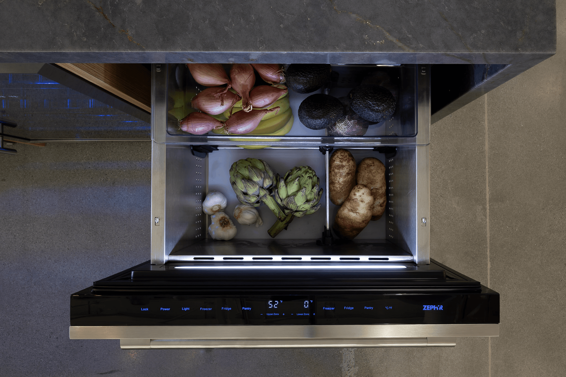 Zephyr PRRFD24C2AS Presrv Refrigerator Freezer Drawers, 24In, Ss