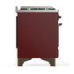 Ilve UM48FNR3BUB Ilve Um48Fnr3Bub Majestic Iii 48 Inch Dual Fuel Range With 8 Burners And Griddle, Dual Function Burner Up To 25,000 Btu (Natural Gas, Triple Glass Door, Burgundy, Burnished)