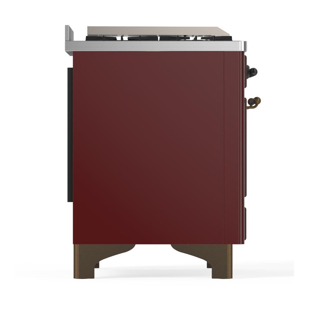 Ilve UM48FNR3BUB Ilve Um48Fnr3Bub Majestic Iii 48 Inch Dual Fuel Range With 8 Burners And Griddle, Dual Function Burner Up To 25,000 Btu (Natural Gas, Triple Glass Door, Burgundy, Burnished)