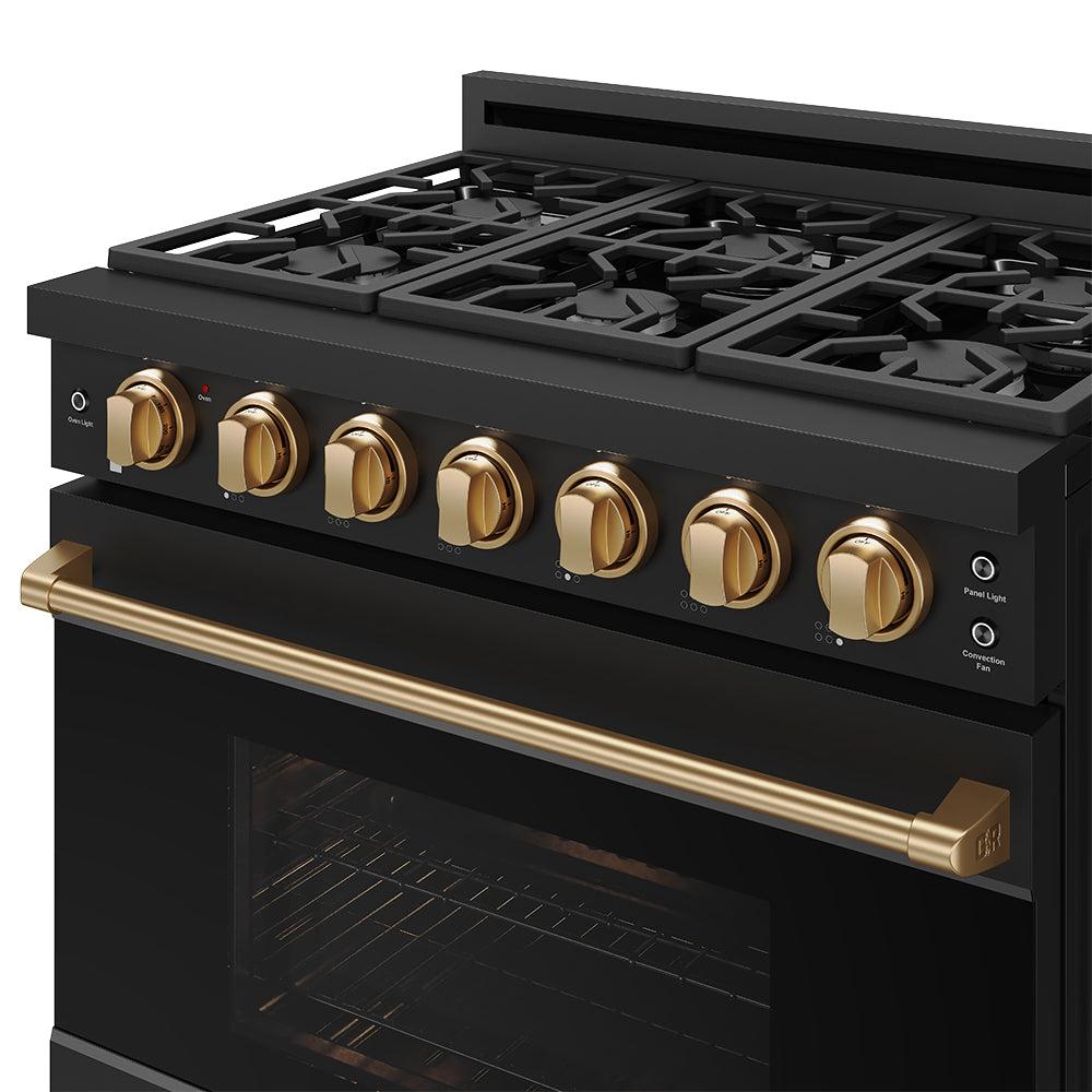 Thor Kitchen RSG36PBBRZ 36 Inch Professional Gas Range With Precision Knob In Black And Bronze Gordon Ramsay Series