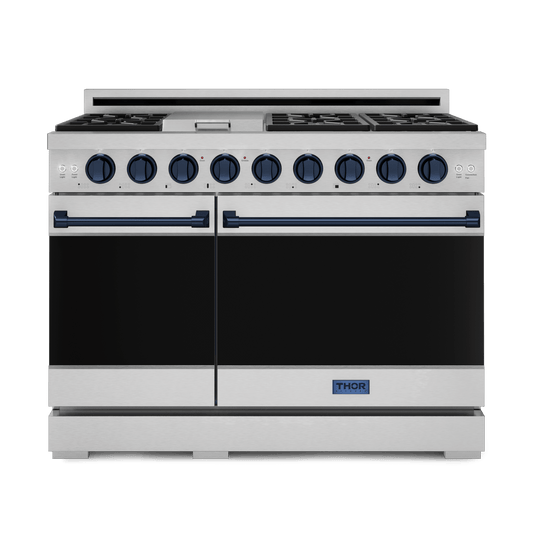 Thor Kitchen RSG48ELPBLU 48 Inch Professional Lp Range With Pro-Style Knobs In Stainless Steel/Blue Gordon Ramsay Series - Rsg48Elp-Blu