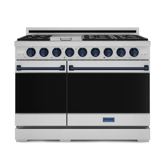 Thor Kitchen RSG48ELPBLU 48 Inch Professional Lp Range With Pro-Style Knobs In Stainless Steel/Blue Gordon Ramsay Series - Rsg48Elp-Blu