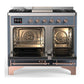 Ilve UMD40FNR3BGP Ilve Umd40Fnr3Bgp Majestic Iii 40 Inch Dual Fuel Range With 6 Burners And Griddle, Dual Function Burner Up To 25,000 Btu (Natural Gas, Triple Glass Door, Blue Grey, Copper)