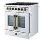 Forno FFSGS635630WHT Forno Galiano 30-Inch Freestanding French Door Dual Fuel Range White