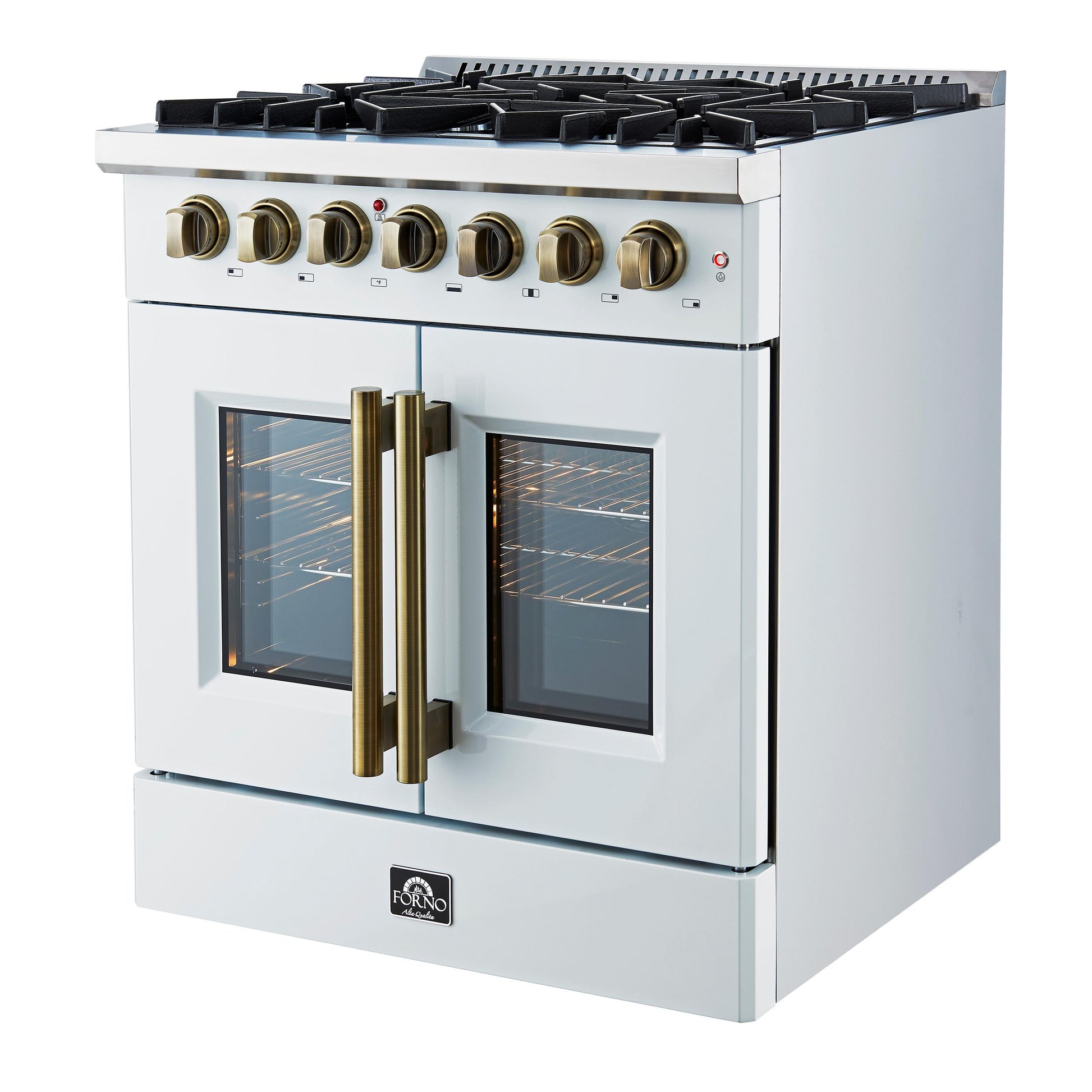 Forno FFSGS635630WHT Forno Galiano 30-Inch Freestanding French Door Dual Fuel Range White