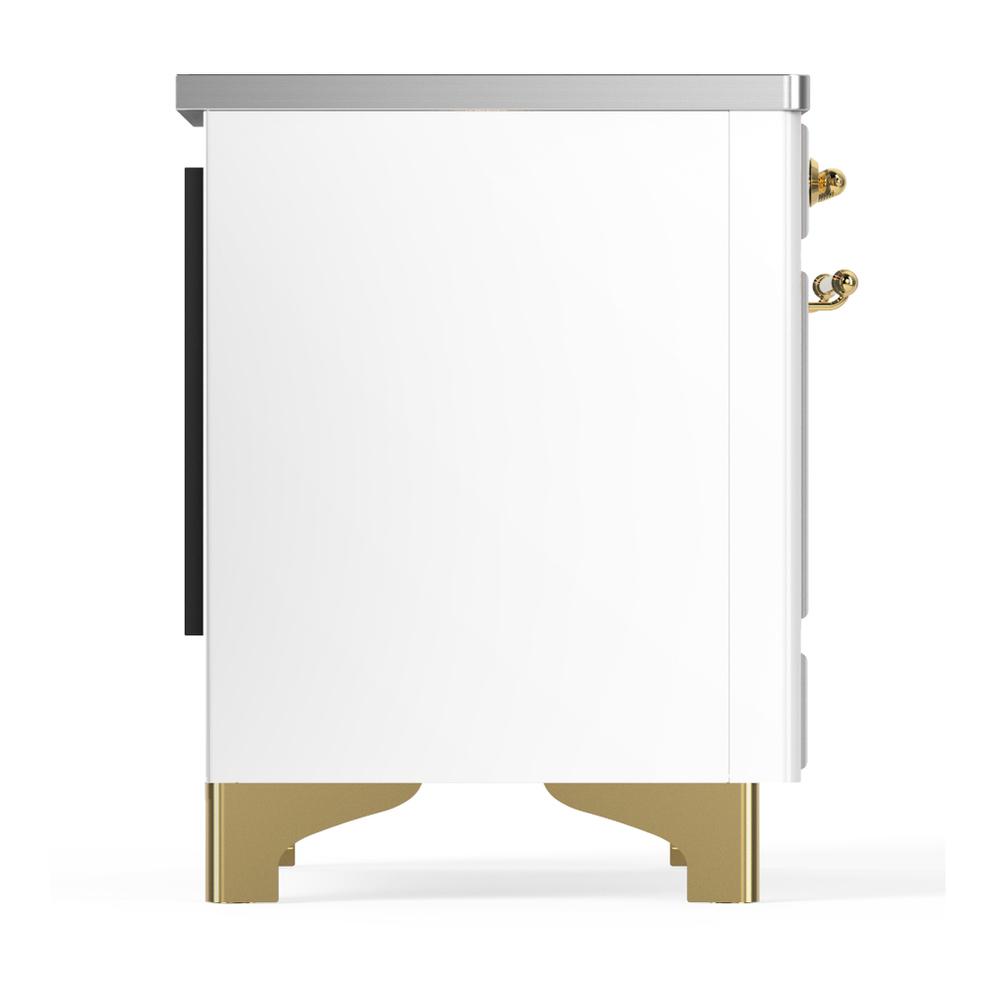 Ilve UMDIB40NR3WHG Ilve Umdib40Nr3Whg Majestic Iii 40 Inch Induction Range With 6 Elements, 3.82 Cu. Ft. Total Oven Capacity (Triple Glass Door, White, Brass)