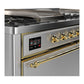 Ilve UM60FSQNR3SSGLP Ilve Um60Fsqnr3Ssglp Majestic Iii 60 Inch Dual Fuel Range With 7 Burners, Griddle And French Top, Dual Function Burner With Up To 25,000 Btu (Liquid Propane, Solid Door, Stainless Steel, Brass)