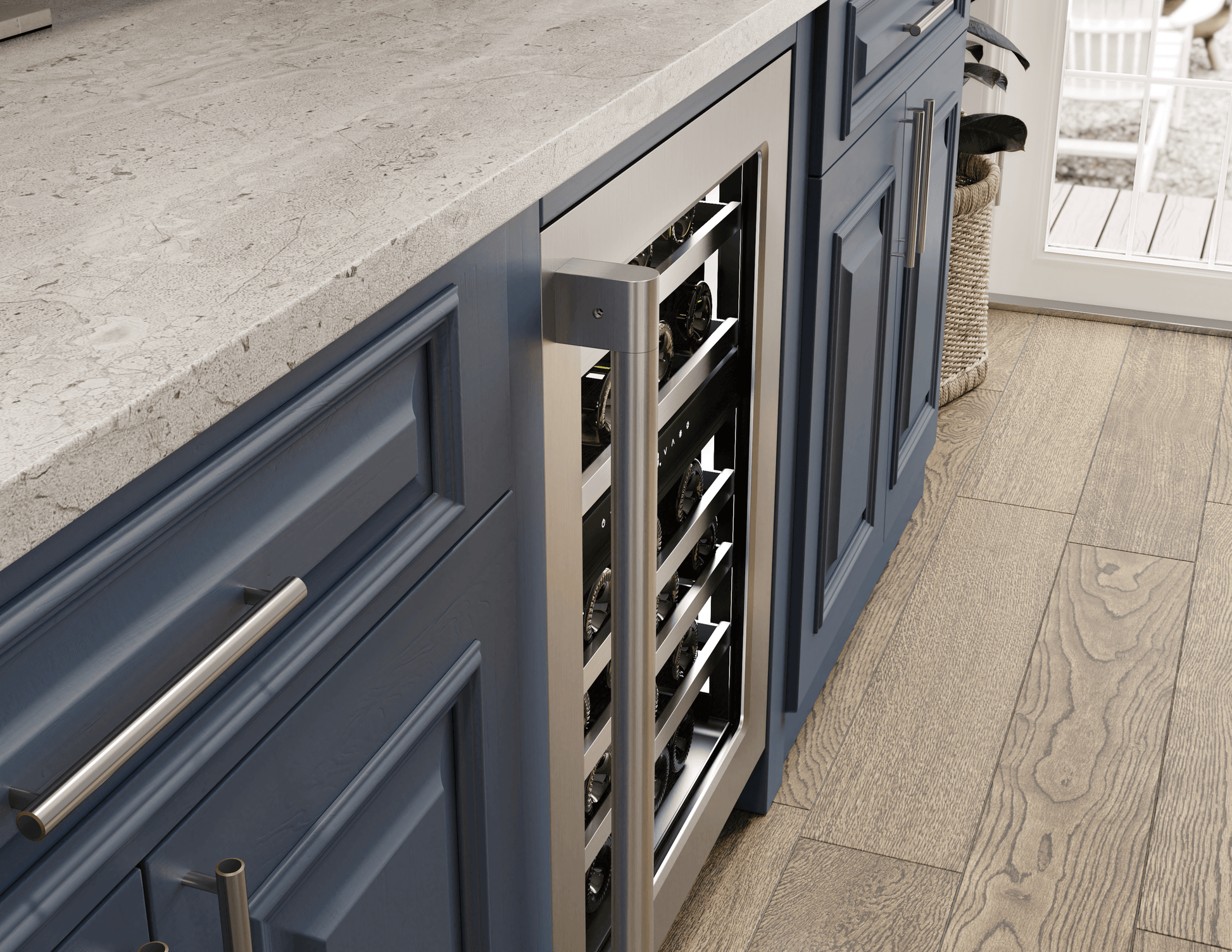 Zephyr PRPW24C02CG Presrv Pro Wine Cooler, 24In Under Cabinet, Ss+Glass, Reverse Door, 2 Zone