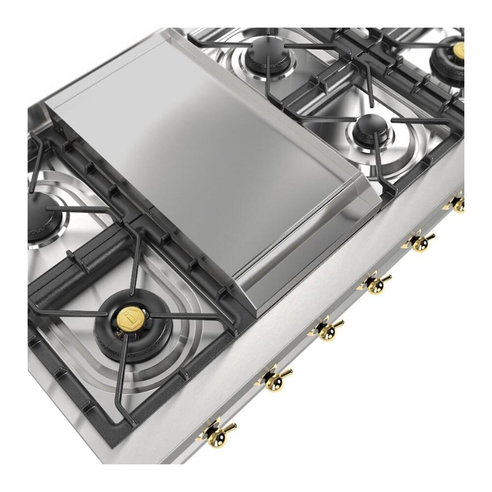 Ilve UHCP48FNSSG Ilve Uhcp48Fnssg Nostalgie Ii 48 Inch Built-In Gas Rangetop With Griddle, In Stainless Steel (Natural Gas)