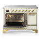 Ilve UMIB48QNR3AWG Ilve Umib48Qnr3Awg Majestic Iii 48 Inch Induction Range With 6 Elements, 5.02 Cu. Ft. Total Oven Capacity (Solid Door, Antique White, Brass)