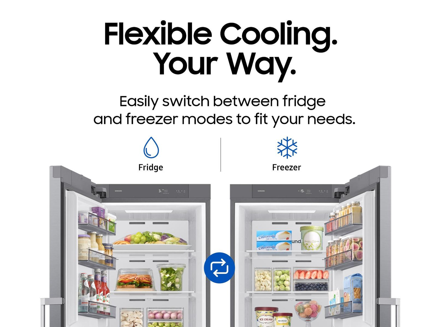 Samsung RZ40H11PET Convertible Upright Freezer Full-Flex Convertible Precise Cooling 11.4 Cu. Ft.