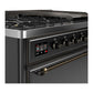 Ilve UM48FQNR3MGBLP Ilve Um48Fqnr3Mgblp Majestic Iii 48 Inch Dual Fuel Range With 8 Burners And Griddle, Dual Function Burner Up To 25,000 Btu (Liquid Propane, Solid Door, Graphite Matte, Burnished)