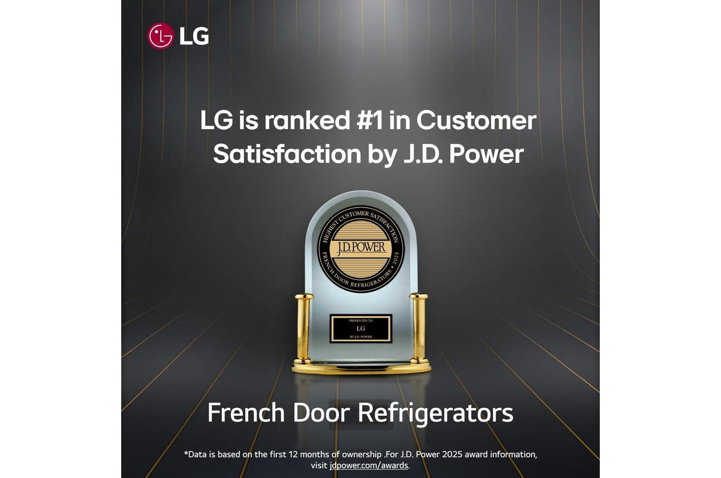 Lg LRFLC2706D 36" Wide, 27 Cu Ft. 3 Door French Door, C/Depth Refrigerator With Internal Water Dispenser, Printproof Black Stainless Steel