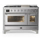 Ilve UM48FNR3SSCLP Ilve Um48Fnr3Ssclp Majestic Iii 48 Inch Dual Fuel Range With 8 Burners And Griddle, Dual Function Burner Up To 25,000 Btu (Liquid Propane, Triple Glass Door, Stainless Steel, Chrome)