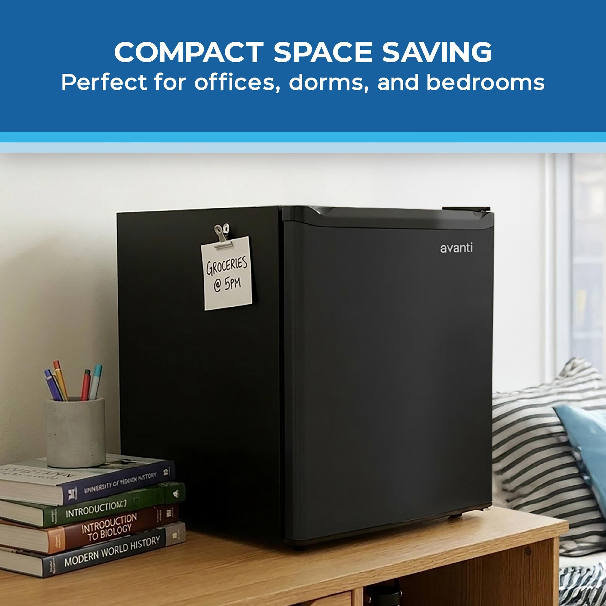 Avanti AVAR16F1B Avanti 1.6 Cu. Ft. Compact Refrigerator With Auto-Defrost, In Black (Avar16F1B)