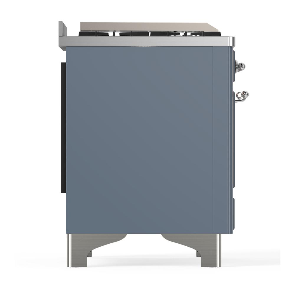 Ilve UMD40FNR3BGCLP Ilve Umd40Fnr3Bgclp Majestic Iii 40 Inch Dual Fuel Range With 6 Burners And Griddle, Dual Function Burner Up To 25,000 Btu (Liquid Propane, Triple Glass Door, Blue Grey, Chrome)