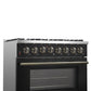 Forno FFSGS615636BLK Forno Galiano 36-Inch Dual Fuel Range In Black & Antique Brass Design, 6 Sealed Burners 83,000 Btu, 5.36 Cu.Ft. True Convection Oven