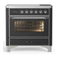 Ilve UMIB36NR3MGC Ilve Umib36Nr3Mgc Majestic Iii 36 Inch Induction Range With 6 Elements, 3.5 Cu. Ft. Total Oven Capacity (Triple Glass Door, Graphite Matte, Chrome)