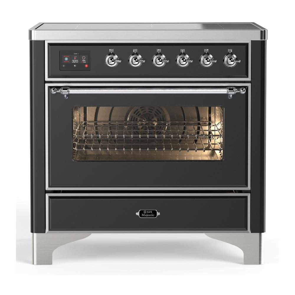 Ilve UMIB36NR3MGC Ilve Umib36Nr3Mgc Majestic Iii 36 Inch Induction Range With 6 Elements, 3.5 Cu. Ft. Total Oven Capacity (Triple Glass Door, Graphite Matte, Chrome)