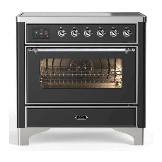 Ilve UMIB36NR3MGC Ilve Umib36Nr3Mgc Majestic Iii 36 Inch Induction Range With 6 Elements, 3.5 Cu. Ft. Total Oven Capacity (Triple Glass Door, Graphite Matte, Chrome)
