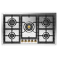 Ilve UHCPT95NSSG Ilve Uhcpt95Nssg Nostalgie Ii 36 Inch Built-In Gas Cooktop With Total Black Brass Burners, In Stainless Steel (5 Sealed Burners, Natural Gas)