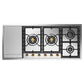 Ilve UHCPT125FNSSGLP Ilve Uhcpt125Fnssglp Nostalgie Ii 48 Inch Built-In Gas Cooktop With Total Black Brass Burners, In Stainless Steel (6 Sealed Burners + Left Griddle, Liquid Propane, Brass)