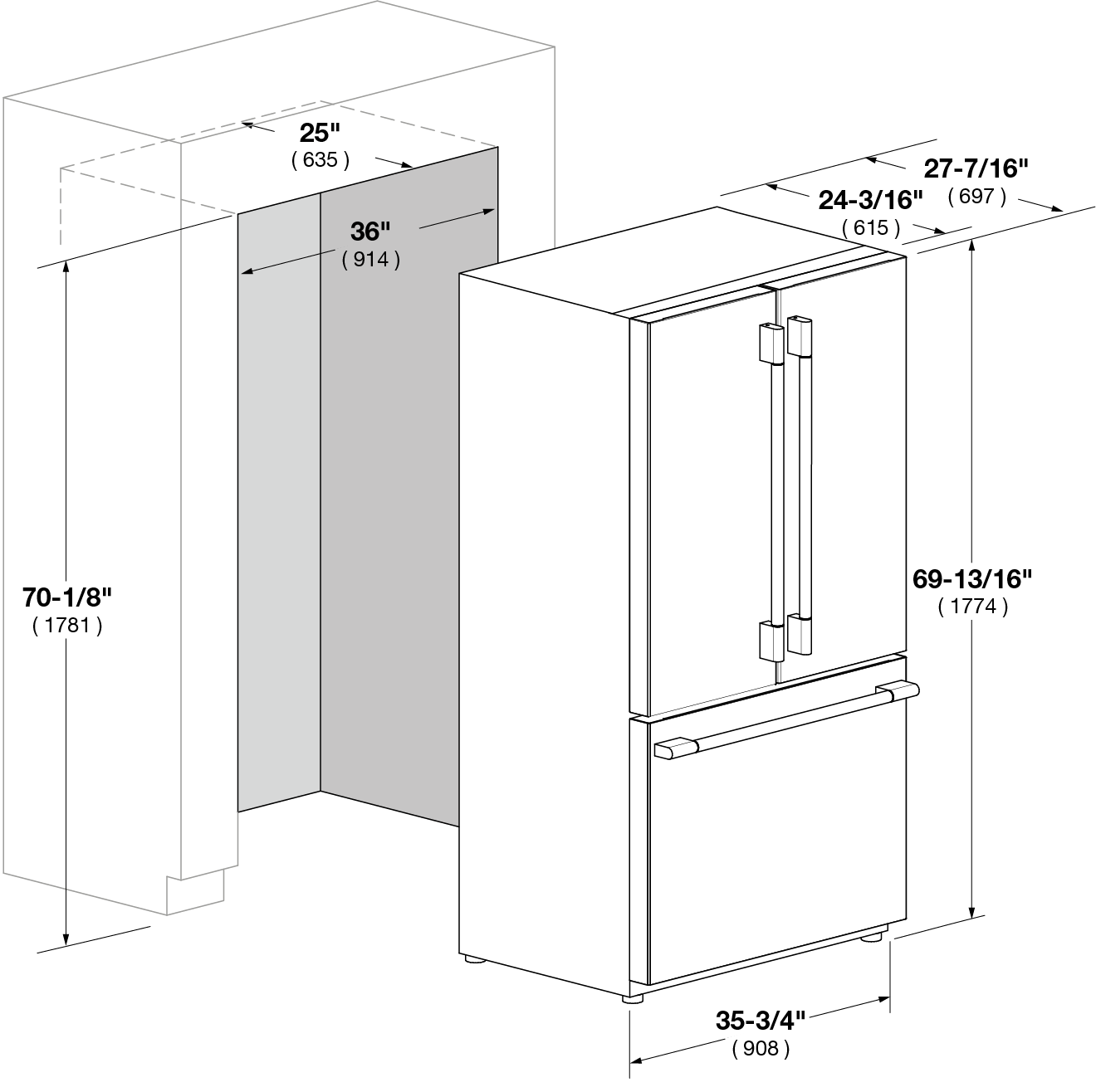 Fulgor Milano FM6FBM36SS 36" French Door Fridge