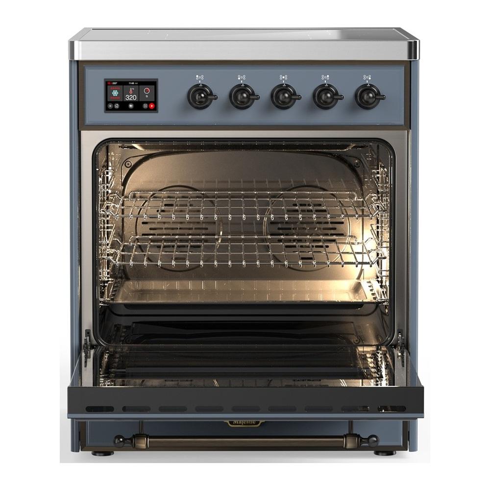 Ilve UMIB30QNR3BGB Ilve Umib30Qnr3Bgb Majestic Iii 30 Inch Induction Range With 4 Elements, 4 Cu. Ft. Oven Capacity (Solid Door, Blue Grey, Burnished)