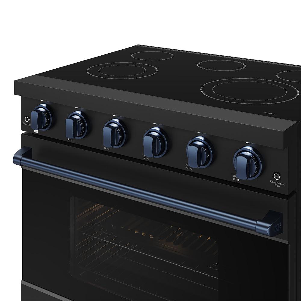 Thor Kitchen RSE36PBBLU 36 Inch Professional Electric Range In Black/Blue Gordon Ramsay Series