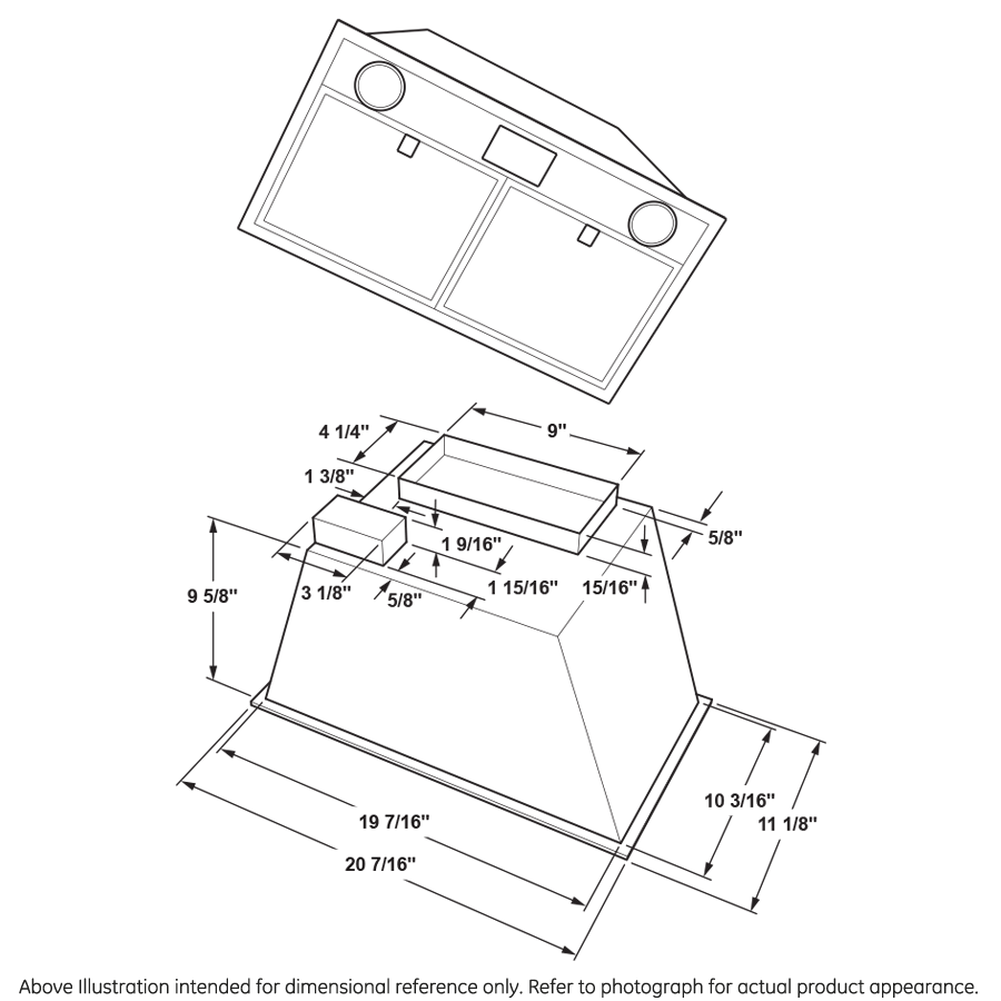 Haier UVC7300SLSS 20" Custom Hood Insert W/ Dimmable Led Lighting