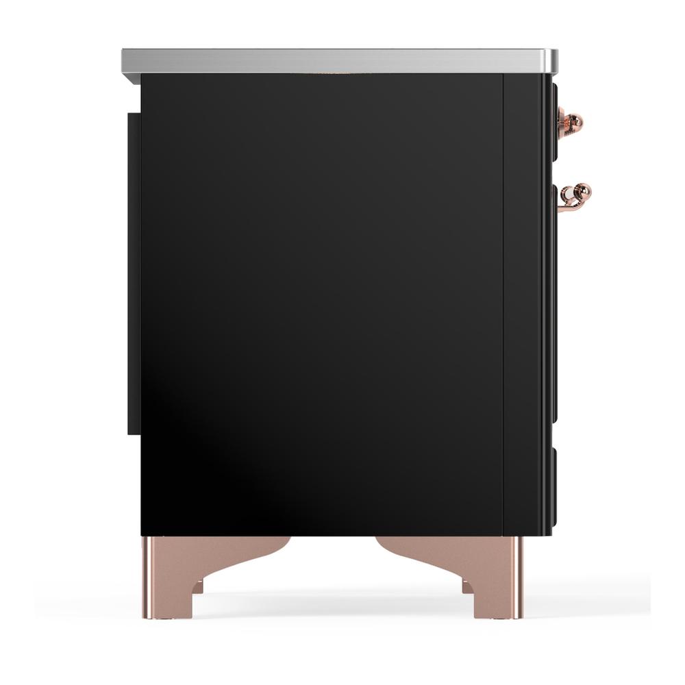 Ilve UMDIB40QNR3BKP Ilve Umdib40Qnr3Bkp Majestic Iii 40 Inch Induction Range With 6 Elements, 3.82 Cu. Ft. Total Oven Capacity (Solid Door, Glossy Black, Copper)